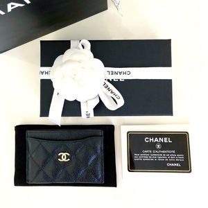 Chanel Black Quilted Caviar Card Holder